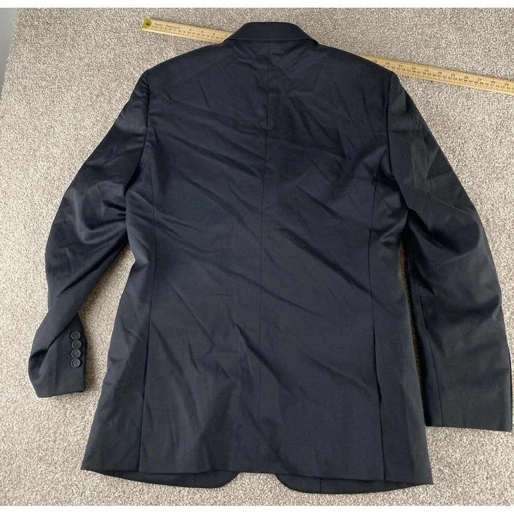Jos A Bank Traveler Tech Blazer Black Men 40L Wool/Polyester Stretch Slim Preppy